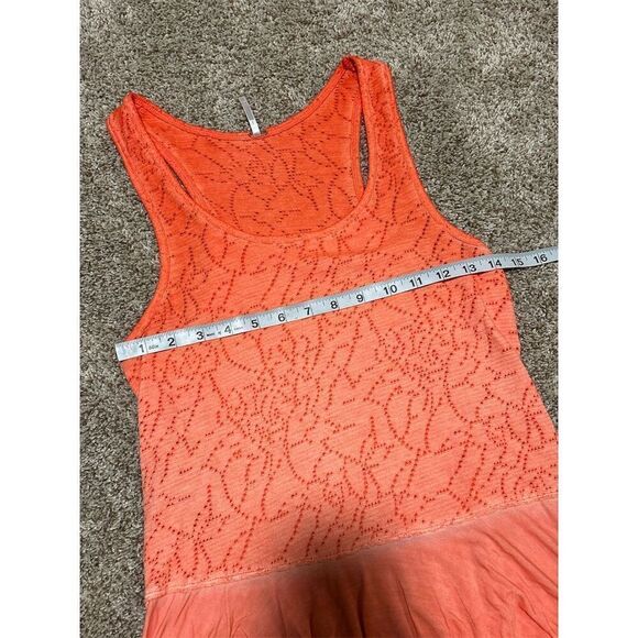 Free People Women's Orange Tie Dye Perforated Tank Top Size Standard S - Picture 6 of 7